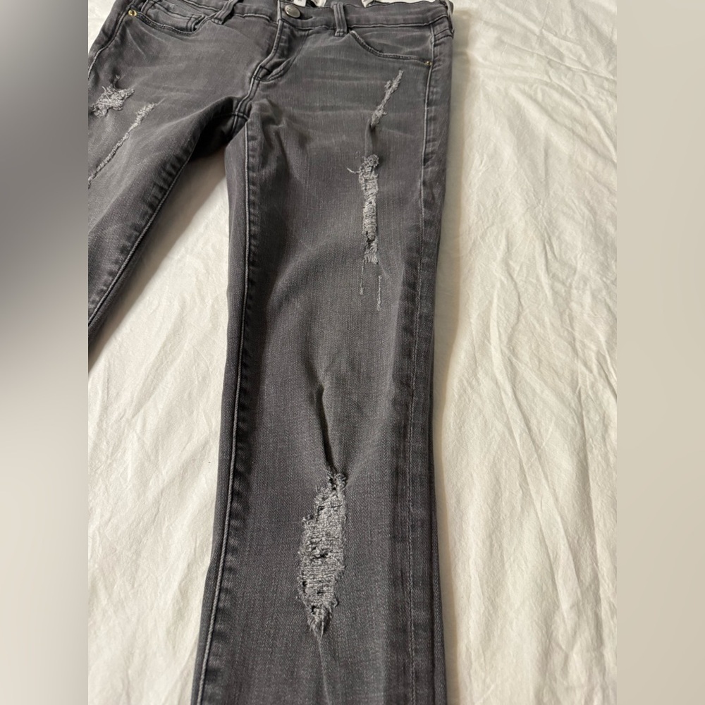 Frame Le Skinny de Jeanne Grey Distressed Low Rise Skinny Jeans 26 - Picture 6 of 13
